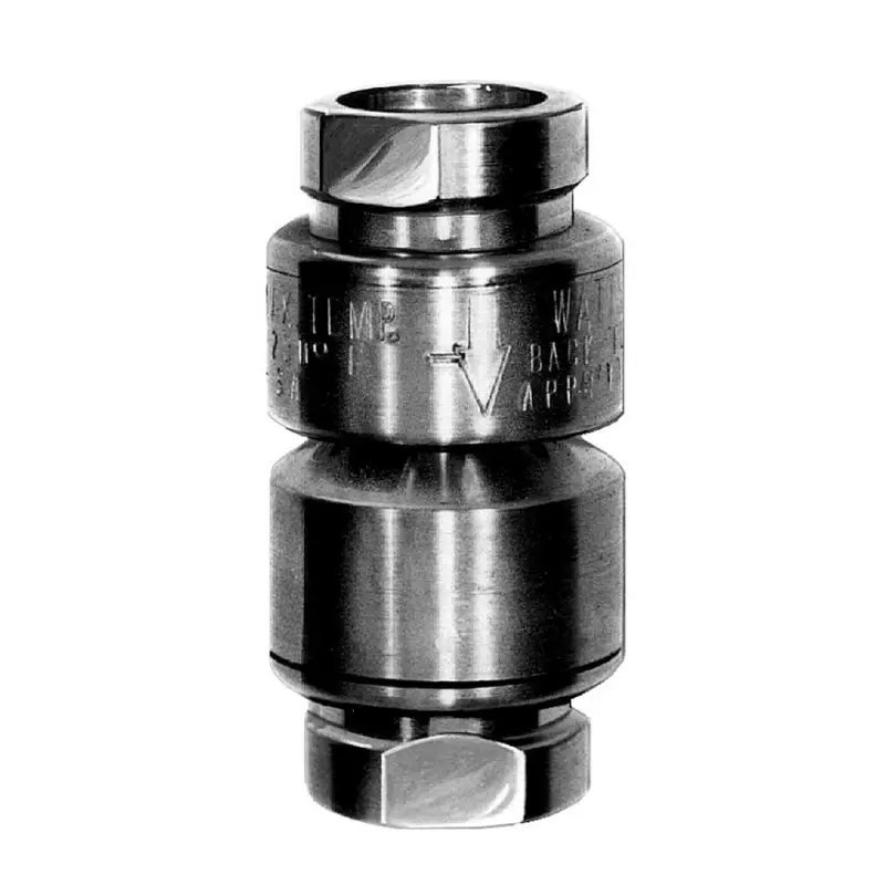 Ambachtelijk Watts keerklep, messing verchroomd, binnendraad x buitendraad, HD beveiliging, type NLF9, 3/8"