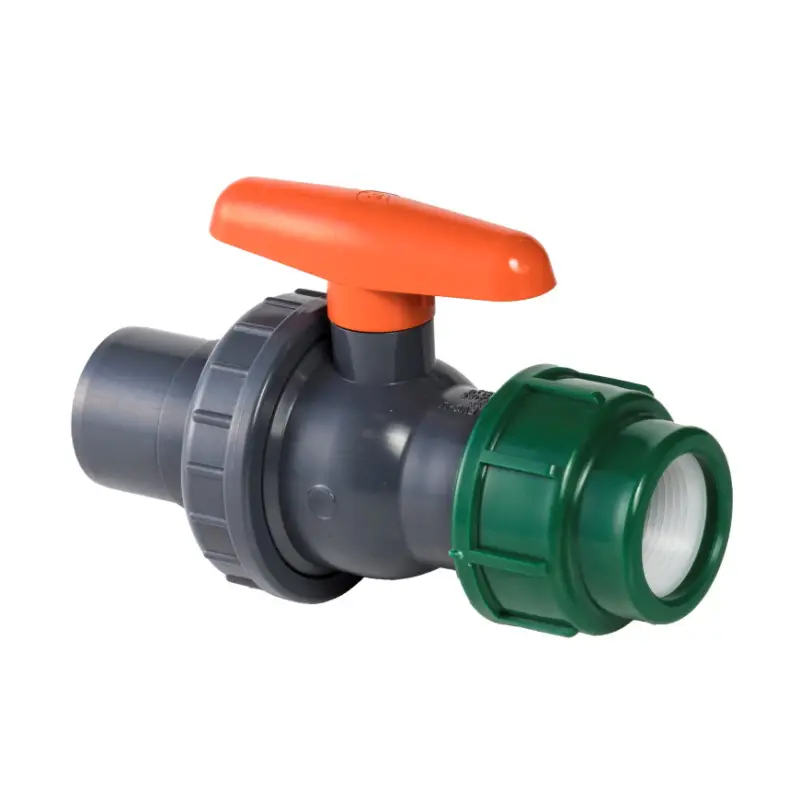 Wereldwijde Verzending VDL kogelkraan, pvc-u, pe 100, inwendig / uitwendig lijm x klem, epdm, 10 bar, 25 / 32 x 25 mm