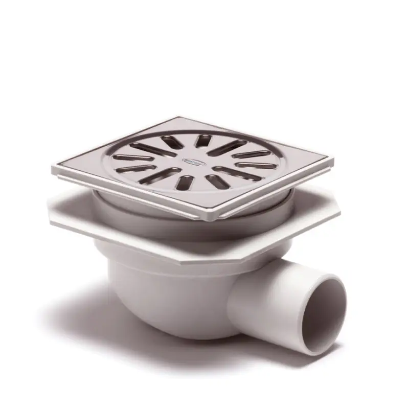 Aquaberg afvoerput met rvs rand & rooster, abs/rvs 304, verticaal verstelb, 100x100mm, za 40mm, 3kN Exclusieve Aanbieding