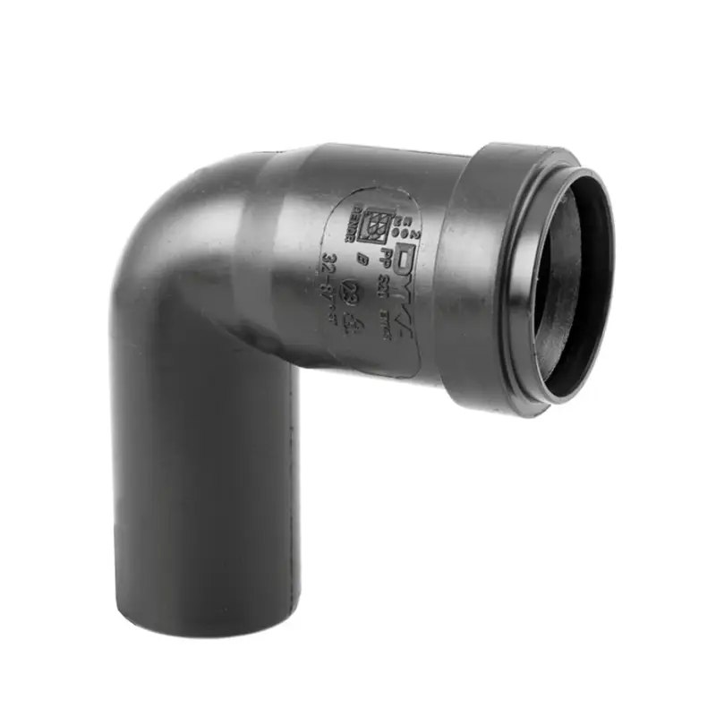Aanbieding Dyka bocht 90°, pp, manchet x spie, zwart, KOMO, 125 mm