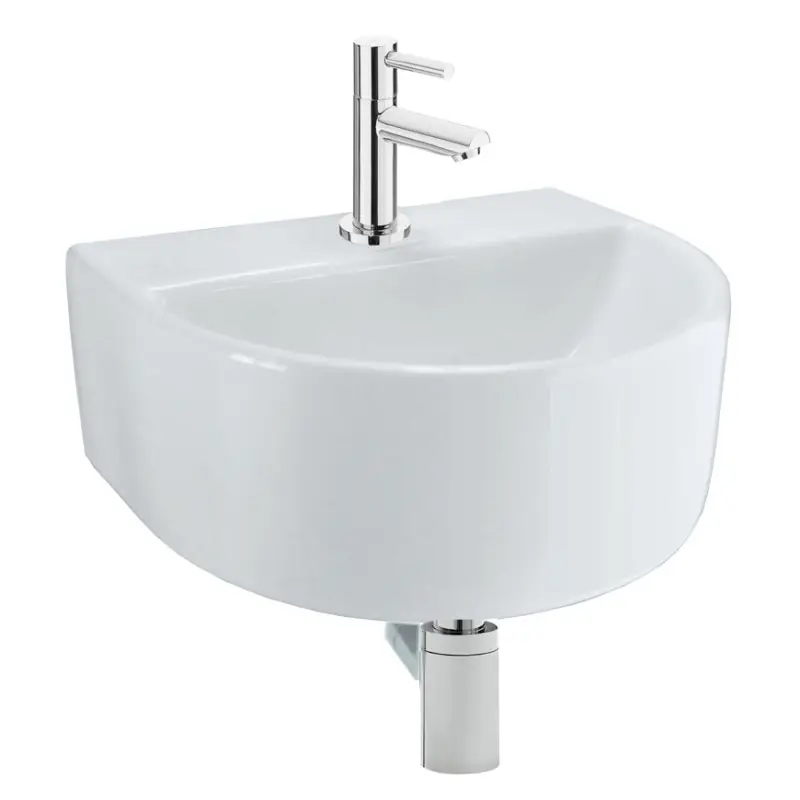 Fonteinset, fontein Lara, kraan Amador, 300 x 250 x 120 mm, D-vorm, kraangat midden, wit Actieprijs