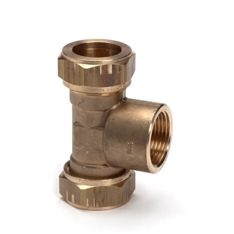VSH schroef T-stuk 90°, Super, S1223, messing, 2x knel x bi.dr., Kiwa, 28 mm x 1" x 28 mm Exclusieve Aanbieding