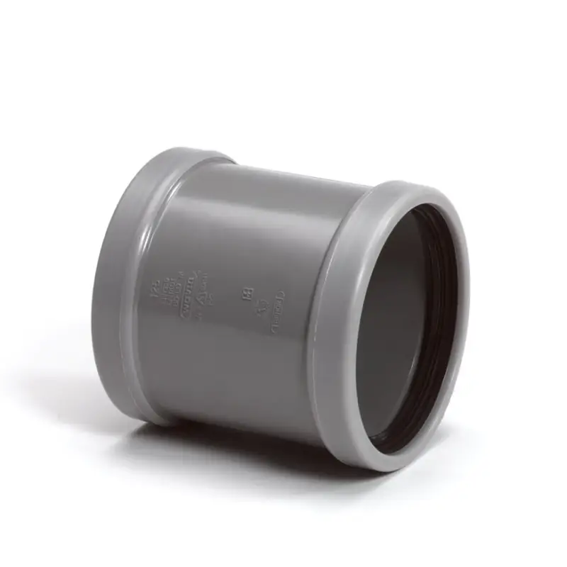 Wavin Wafix overschuifmof, pvc, 2x manchet, grijs, KOMO, SN4, 125 mm Op = Op