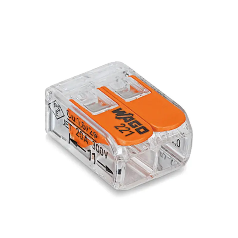 Wago verbindingsklem, compact, hersluitbaar, transp., type 221-412, 2x 0,2-4 mm&sup2;, doos &agrave; 100 stuks Lage Prijs