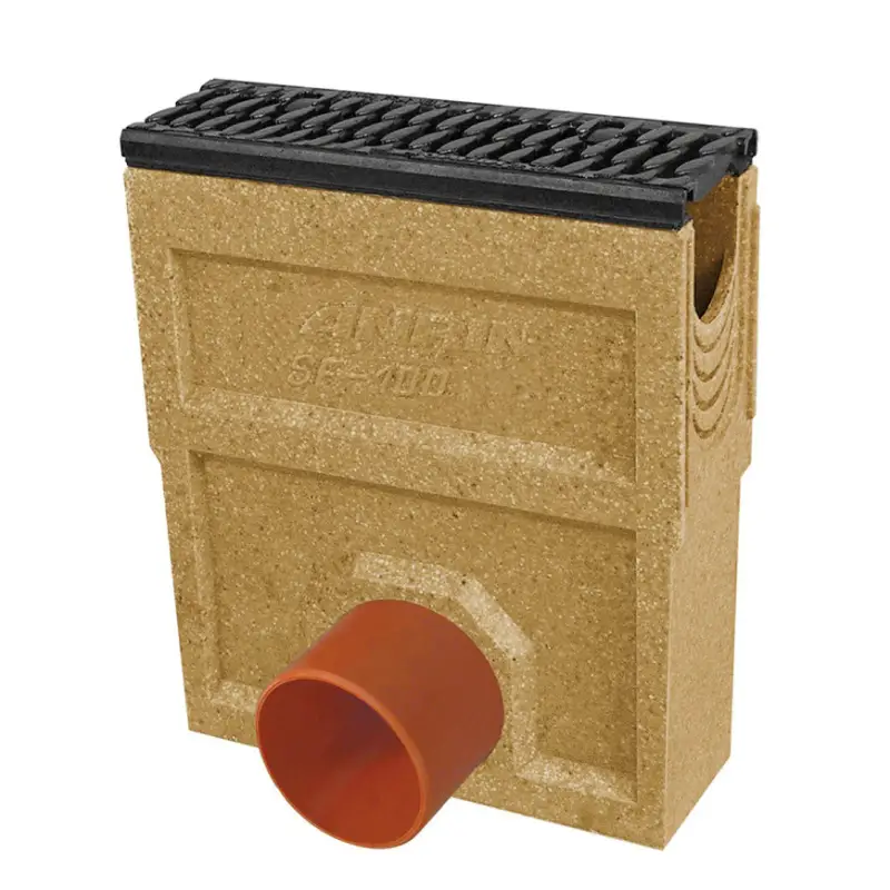 Anrin slibvangput, type SF-100, polymeerbeton, incl. gy sleufrooster, gy rand, F900, 50 cm, 110 mm Laatste Versie