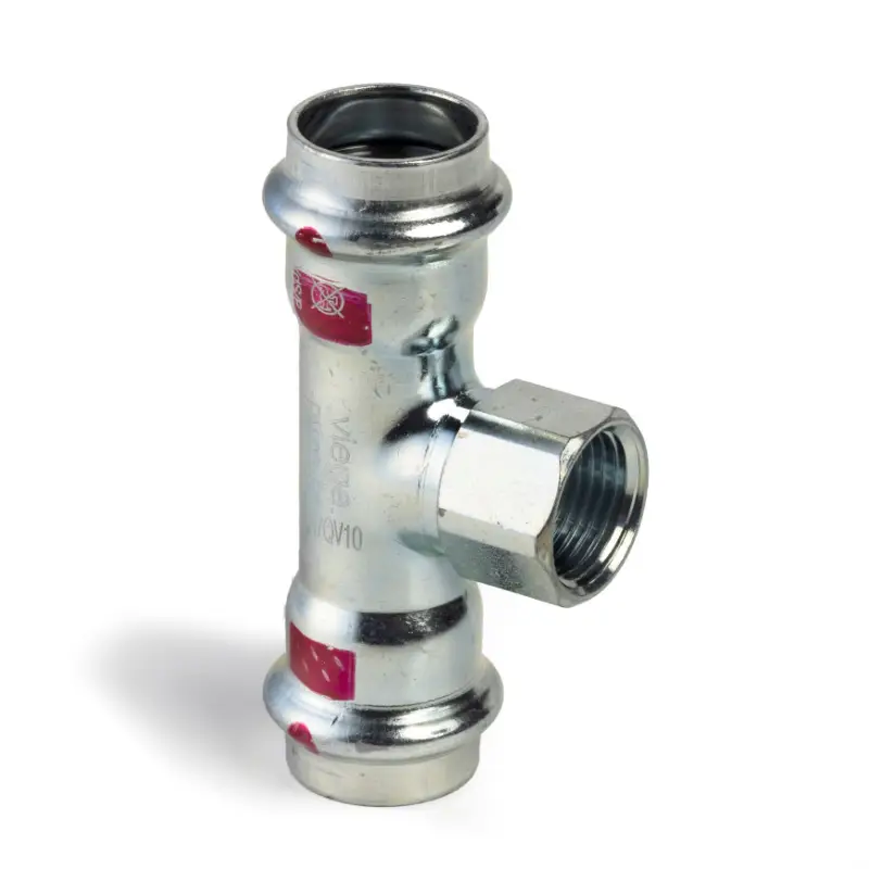 Viega Prestabo schroef T-stuk, SC-Contur, type 1117.2, 2x pers x binnendraad, 22 x &frac12;" x 22 mm Premium