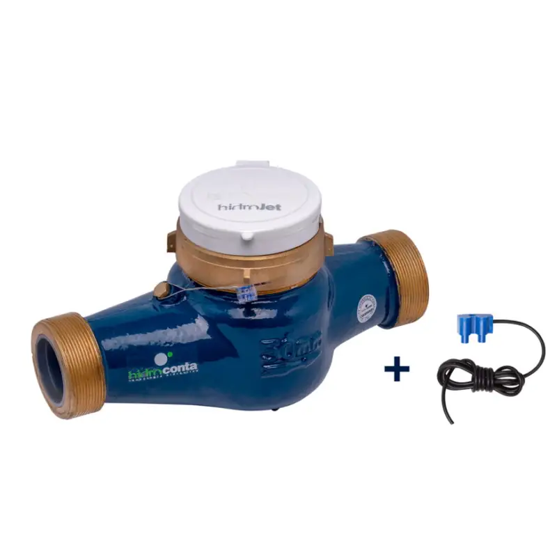 Actieprijs Watermeter + impulsgever, Hidrojet, 2x bu.dr., &frac34;", l = 165 mm, 100 l/puls, + kopp., &frac34;" x &frac12;"