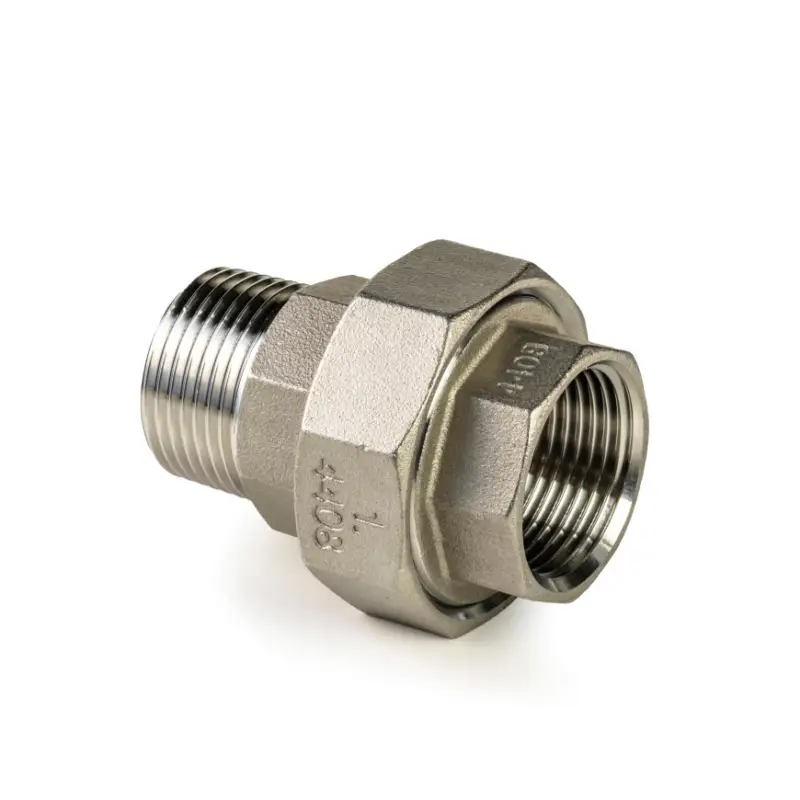 3-delige koppeling, conisch, rvs 316L, "lost wax", binnendraad x buitendraad, BSP 1" Gecertificeerd