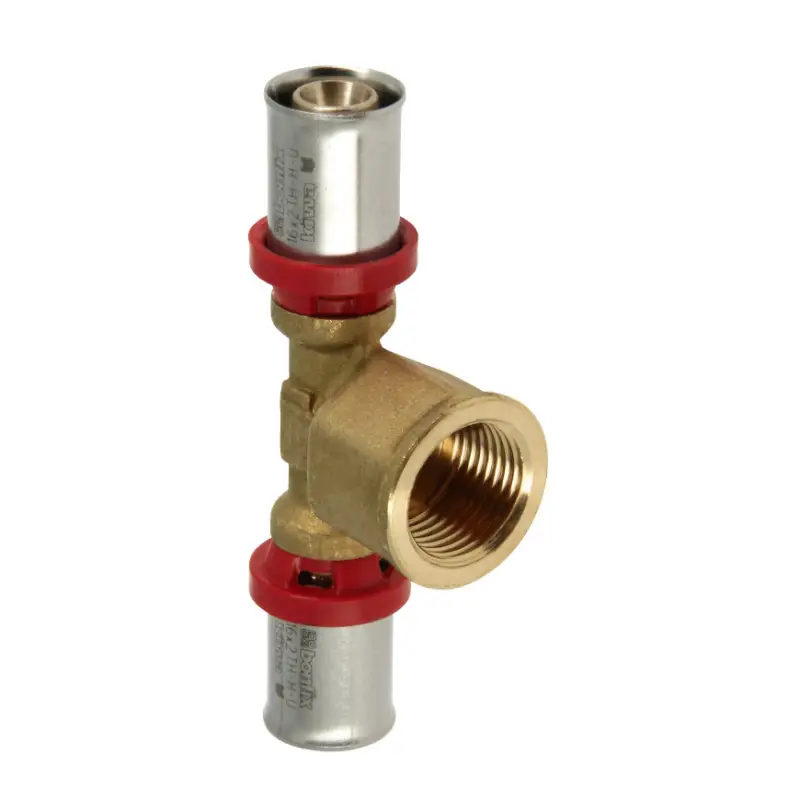 Voordeelprijs Bonfix Alu-pers schroef T-stuk 90°, 2x pers / 1x binnendraad, Kiwa, 16 mm x &frac12;" x 16 mm