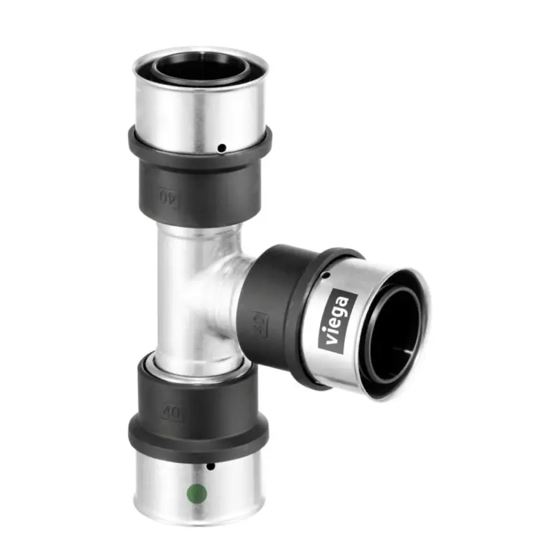 Viega Smartpress verloop T-stuk 90°, SC-Contur, type 6718, rvs, 3x pers, 16 x 20 x 16 mm In De Mode