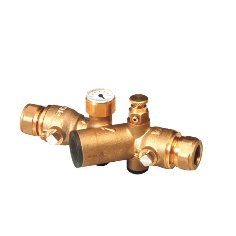 Veilige Betaling Watts keerklep, messing, 2x knel, EA beveiliging, type CC 55.1, incl. aftap + controlenokken, 22 mm