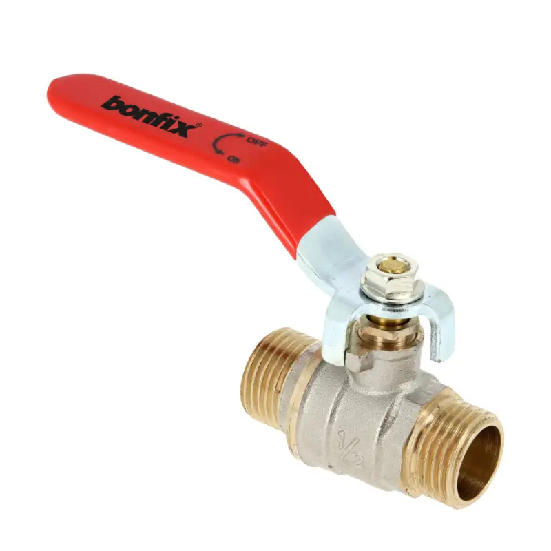 Actieprijs Bonfix kogelkraan, messing vernikkeld, 2x buitendraad, rode hendel, 25 bar, 1"