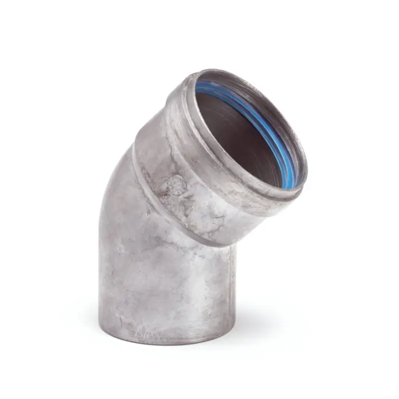 Wereldwijde Verzending Rookgasafvoerbocht 45°, aluminium, mof x spie, 80 mm