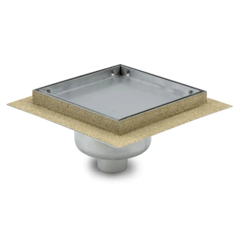 Weekendaanbieding Aquaberg AquaFente afvoerput met tegeldeksel, rvs/rvs304, vert/horiz verst,200x200mm,oa50mm,0,75 l/s