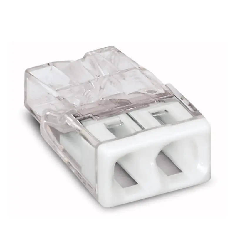 Wago lasklem, compact, transparant/ wit, type 2273-202, 2x 0,5 - 2,5 mm&sup2;, doos &agrave; 100 stuks Beperkte Voorraad