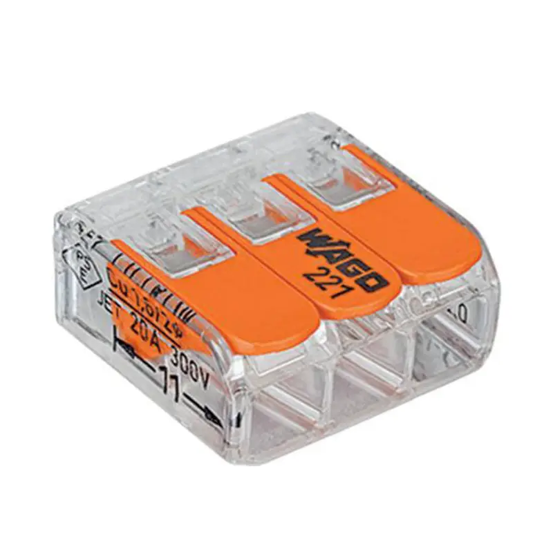 Wago verbindingsklem, compact, hersluitbaar, transp., type 221-613, 3x 0,5-6 mm&sup2;, doos &agrave; 30 stuks Superprijs