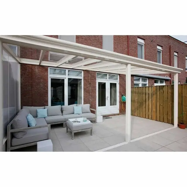 Alleen Vandaag Deponti Pigato Terrasoverkapping 606x350 cm Halfronde Staanders- Wit