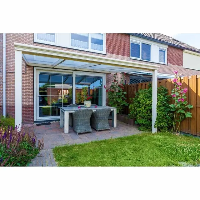 Deponti Bosco Terrasoverkapping 406x300 cm Vierkante Staanders- Wit Finale Uitverkoop