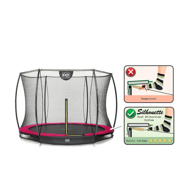 Weekendaanbieding EXIT Trampoline Silhouette Inground Roze - Ø 244 cm Safety Net