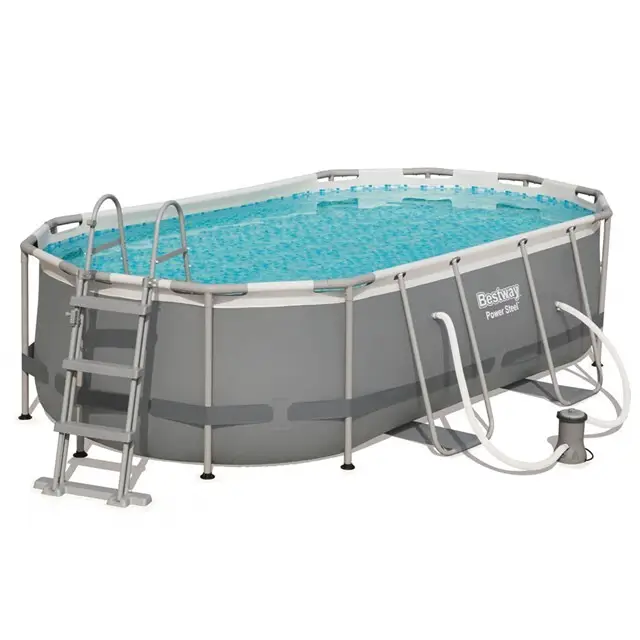 Beperkte Voorraad Bestway Power Steel Zwembad set ovaal grijs 427
