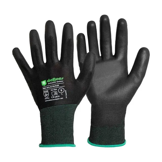 Bestel Nu De Boer Werkhandschoenen Pro PU-Flex 613-18 PU Zwart - maat S/7