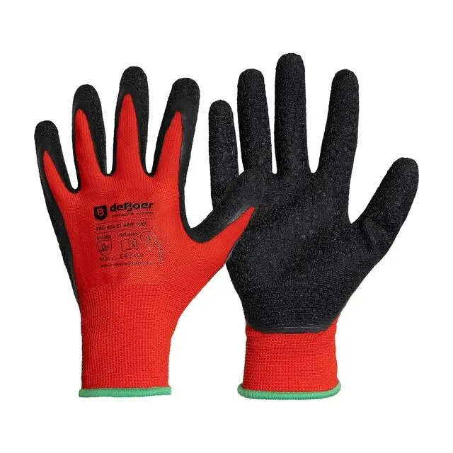 Korting De Boer Werkhandschoenen Pro Grip Flex 624-27 PE / Latex Zwart/Rood - maat XXL/11