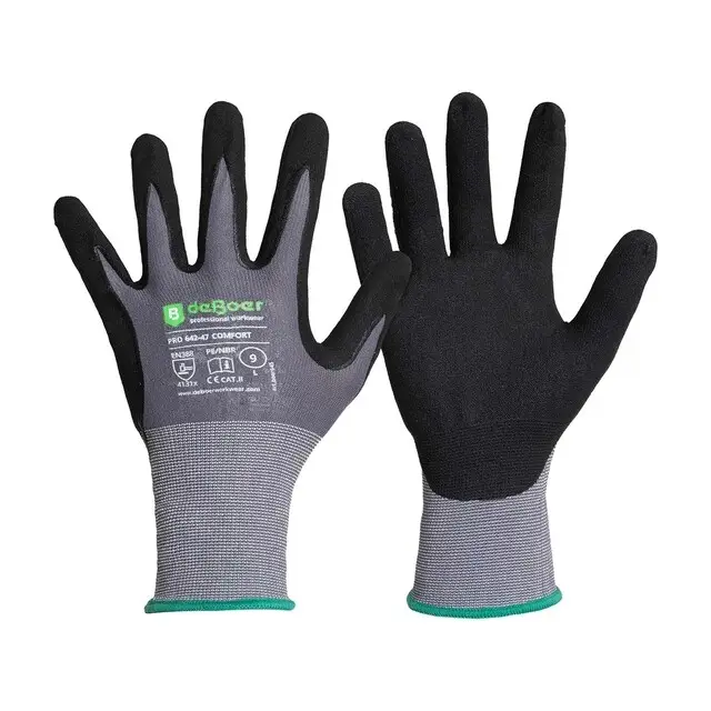 De Boer Werkhandschoenen Pro Comfort 642-47 PE / Nitrile Micro Foam Donkergrijs - maat XXL Handgemaakt
