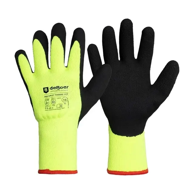 Goedkoop De Boer Werkhandschoenen Pro Thermo Grip 648-51 Latex Fluor Geel - maat XL