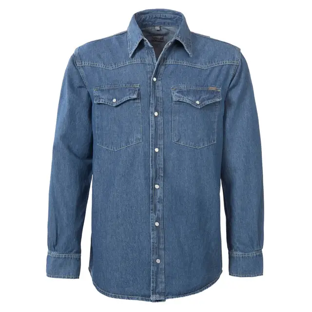 Koop Online Bram's Paris Spijkeroverhemd Brad Blauw Maat3Xl