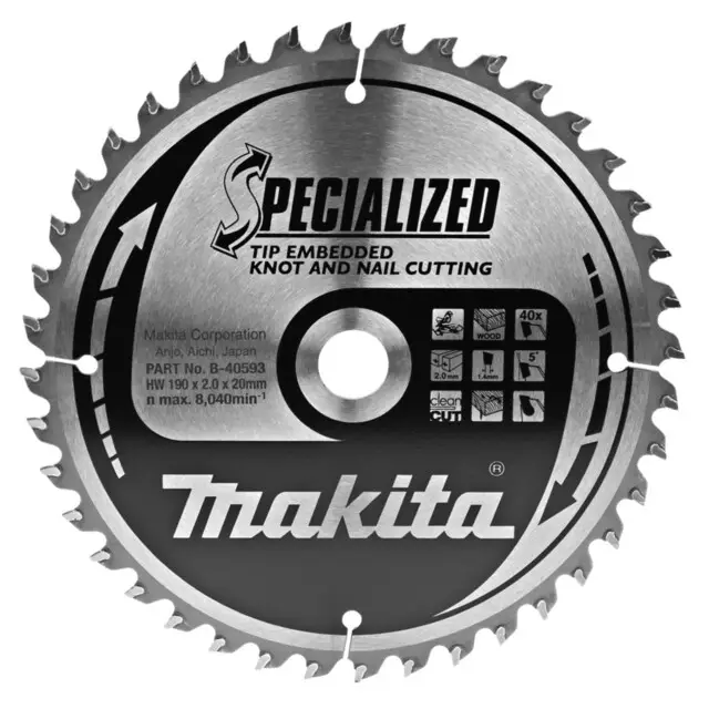 Makita Cirkelzaagblad (Noest/Spijker) 190 40T Premium