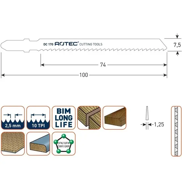 Rotec Decoupeerzaagblad DC170 /T101BF Bulkbestelling