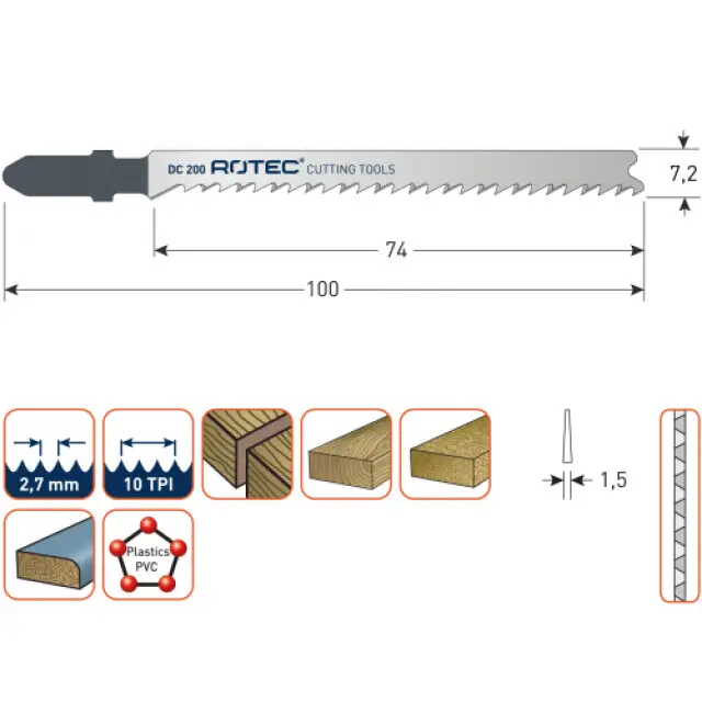 Rotec Decoupeerzaagblad DC200 / T101B HCS Nieuw