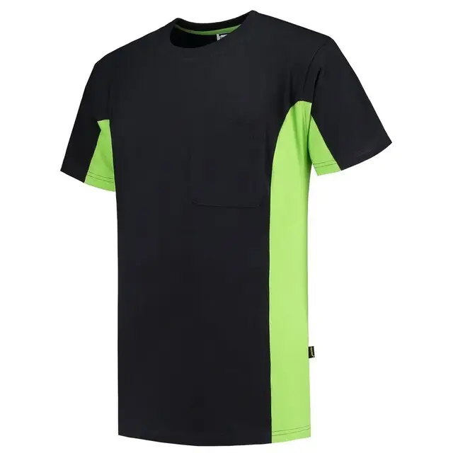 Express Levering Tricorp T-Shirt Bicolor Borstzak Blacklime 102002 XL