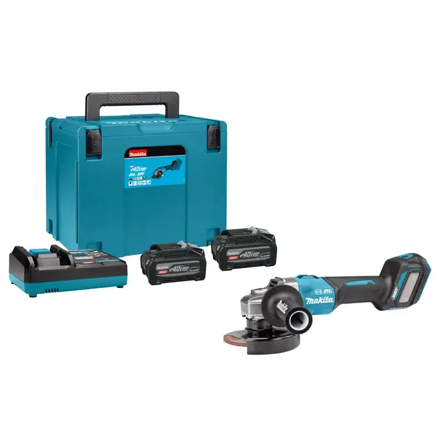 Makita XGT 40 V Max Haakse Slijper 125mm 40 Ah Accu (2 St. BL4040F) Met Vastzetschakelaar In De Mode