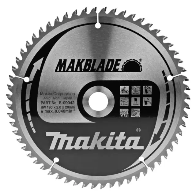 Superprijs Makita AfkortZaagblad Hout Makblade 190x20x2,0 60T 5g B-09042