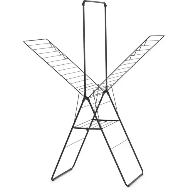 Brabantia HangOn Droogrek 25m - met Stang - Inklapbaar Wasrek - Mat Zwart Actieprijs