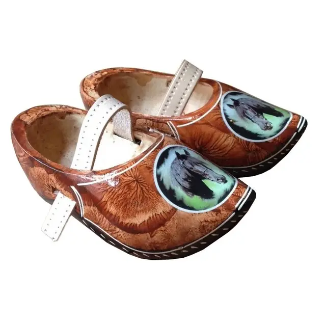 Koop Online Scherjon Kinder Tripklompen Bruin met Fries Paard Maat 32/33