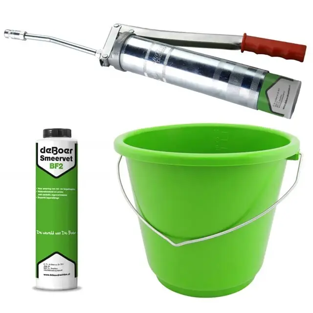 De Boer Actieset 12x Vetpatroon BF2 (Lube Shuttle Patroon) + Vetspuit + Emmer Bulkbestelling