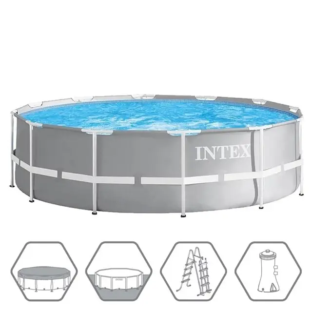 Koopje Intex Opzetzwembad Prism Frame Rond - Ø 457 x 122 cm