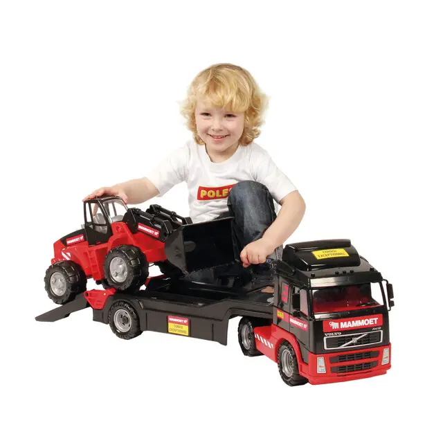 Wader Mammoet Vrachtwagen met Aanhanger en Graafmachine Op = Op