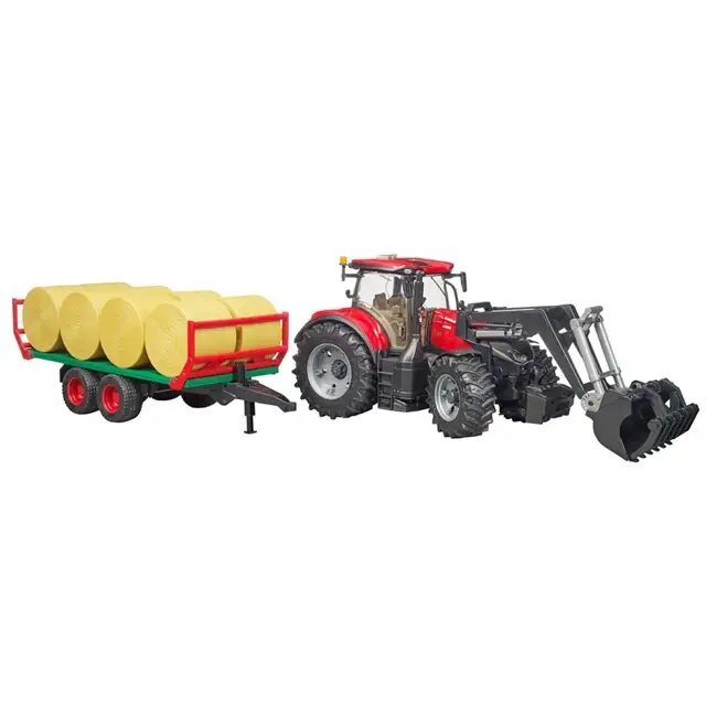 Bruder 031985 - Case IH Optum 300 CVX Met Voorlader En Balenwagen 1:16 Modern