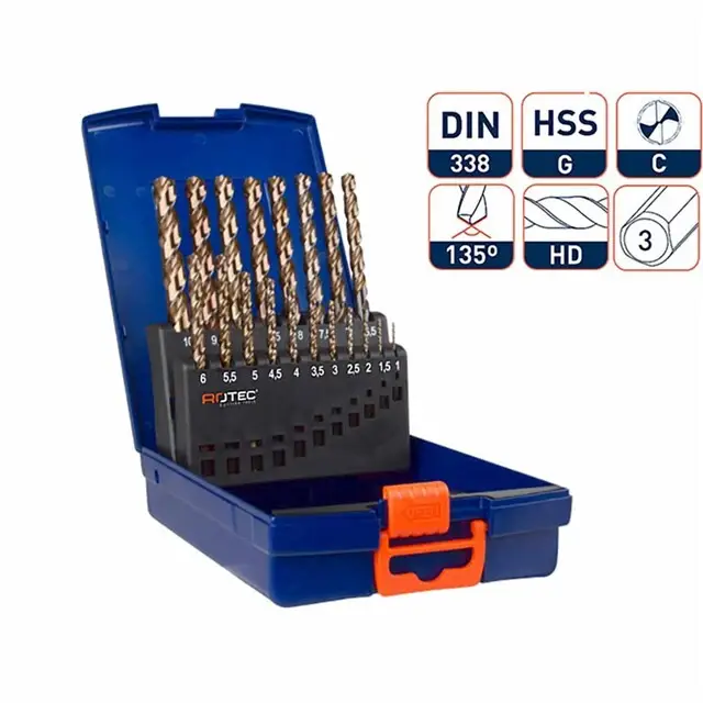 Op = Op Rotec Spiraalborenset '107', Din338, Uni-3, 19-Dlg, Ø1-10 Abs