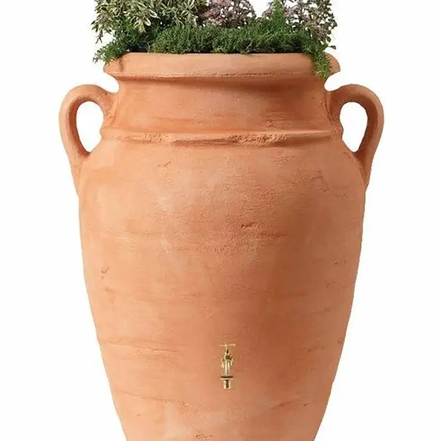 Dagaanbieding Garantia Amphore Regenton met Bloembak 600 Liter Terra Incl. Aftapkraan