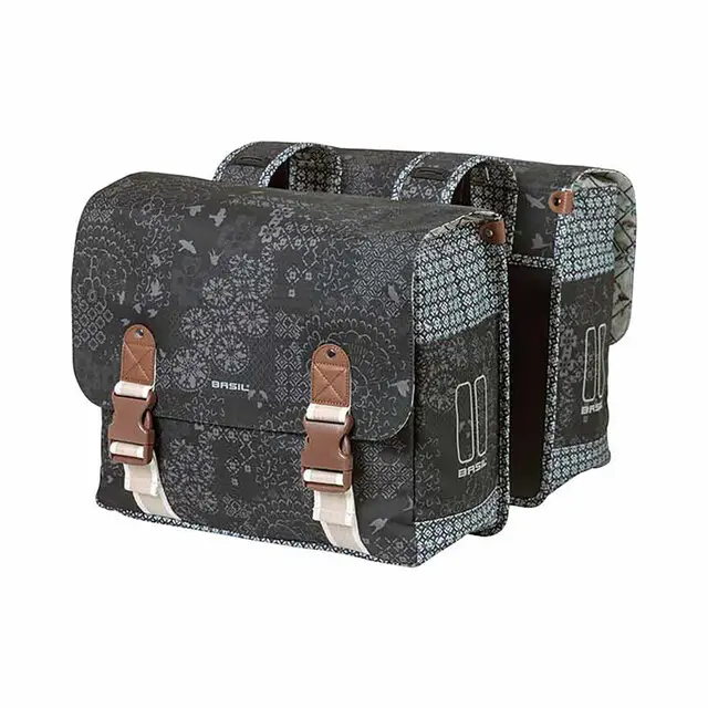 Basil Bohème Dubbele Fietstas 35 l - Zwart Garantie Inbegrepen