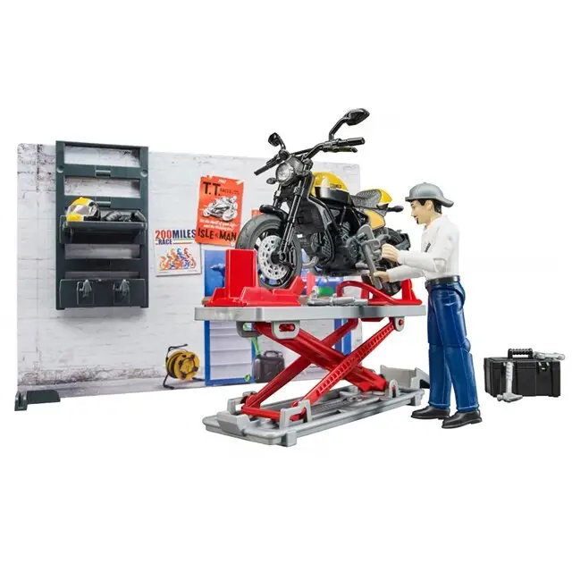 Bruder 621025 - Motorfiets Werkplaats Scrambler Ducati Full Throttle 1:16 Hete Deal