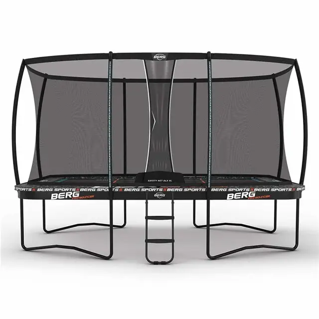 BERG Ultim Pro Bouncer Regular Trampoline 500 x 300 Zwart - Met Veiligheidsnet Deluxe XL Ambachtelijk