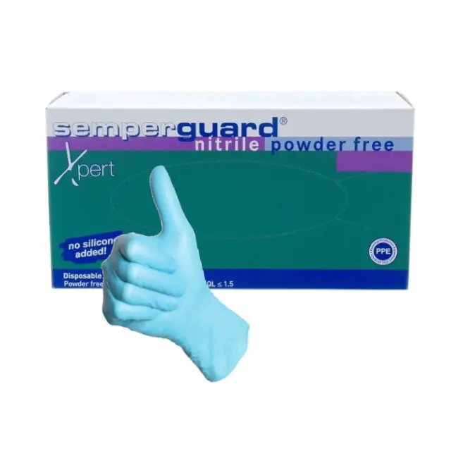 Semperguard Handschoenen Nitril Poedervrij - M / 100 Stuks - Melkershandschoen Tijdelijk Beschikbaar