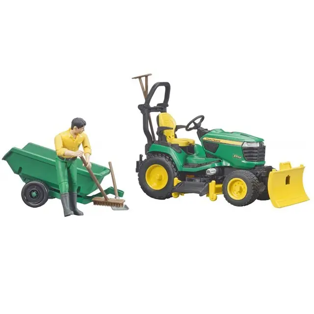 Authentiek Bruder 62104 - John Deere Zitmaaier Met Aanhanger En Tuinman