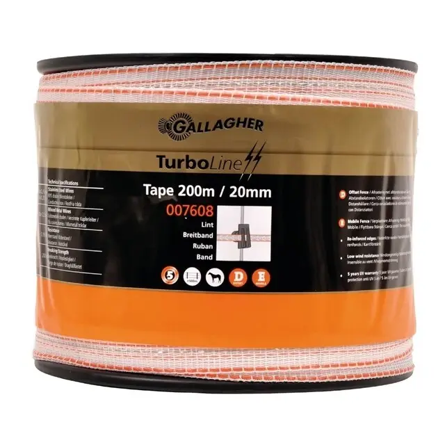 Luxe Gallagher Schriklint TurboLine (20 MM / Wit) - 200 Meter