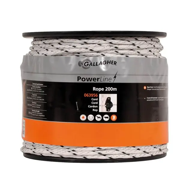 Gallagher Cord PowerLine (5 MM / Wit) - 200 Meter Bestseller